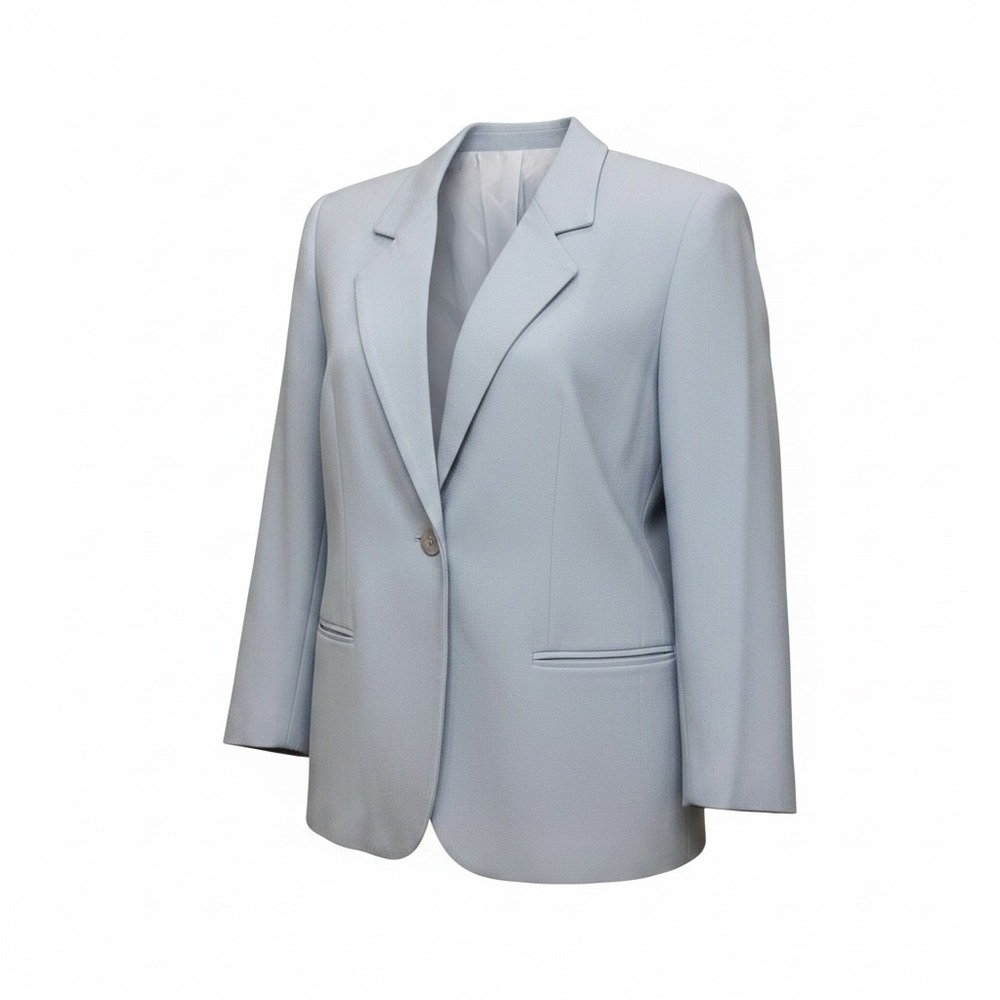 Sag Harbor Petite Light Blue Wool Blend Single Button Blazer Jacket 14P